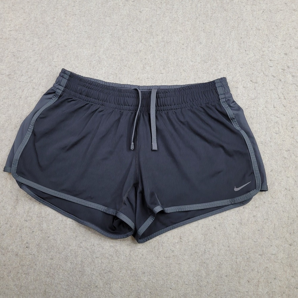 Nike Drif Fit Running Shorts‎ Womens M Black Gray 3" Inseam Drawstring